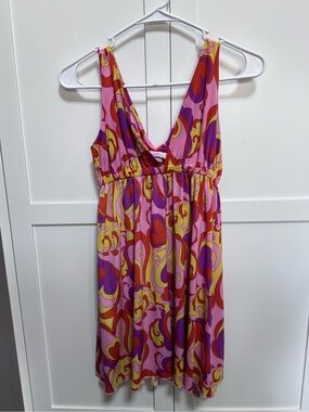 Vintage Smooch PSYCHADELIC Mini Dress Med Y2K  Retro Groovy GoGo Mod